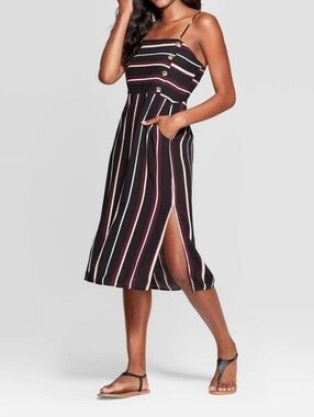 Xhilaration Dress Slimming Stripes Black And Pinks Size Large